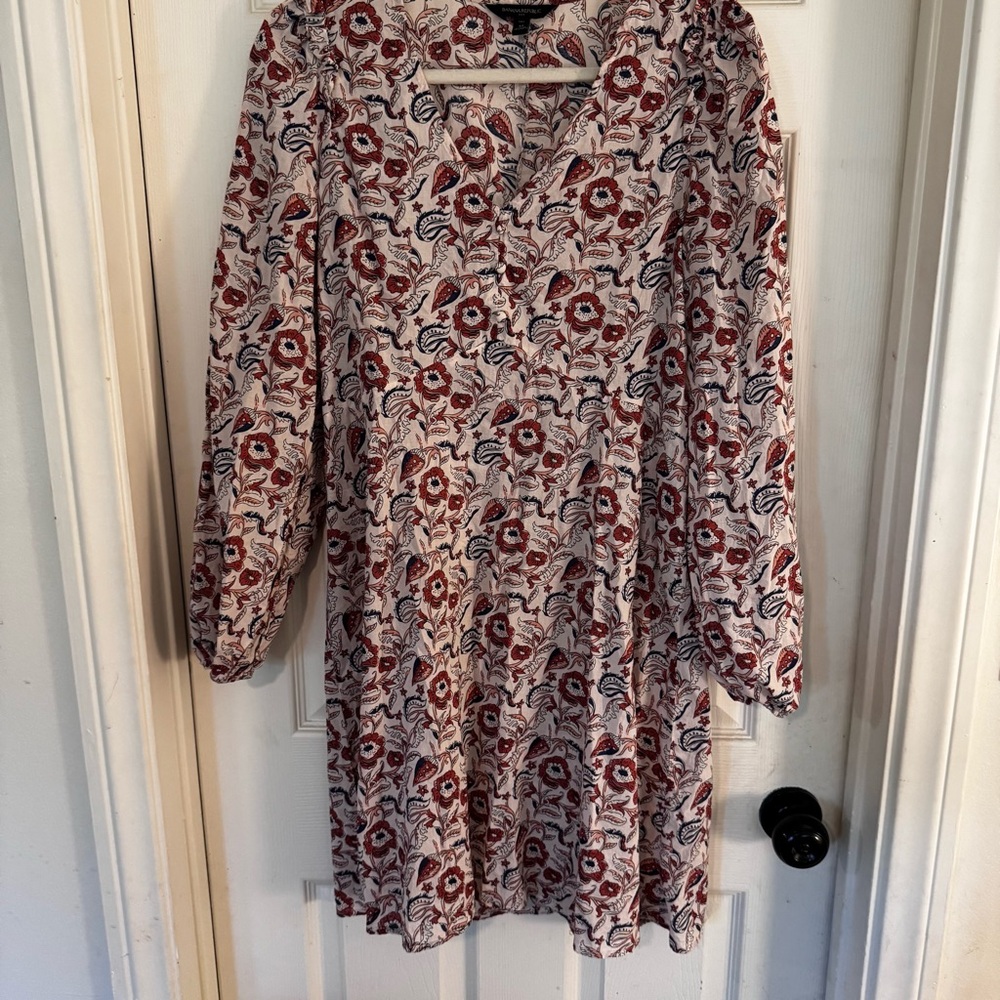 Banana Republic Red and White Bishop Sleeve Sundress